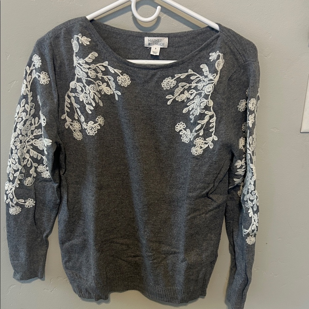 Market & Spruce Gray Knit Top